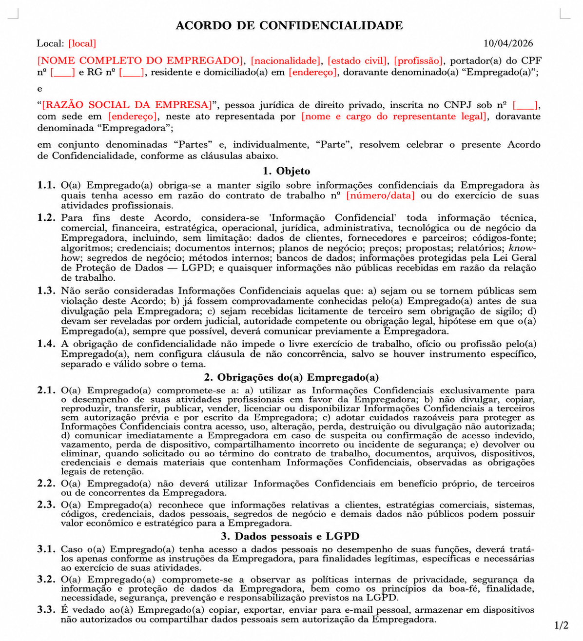 Documento com alterações